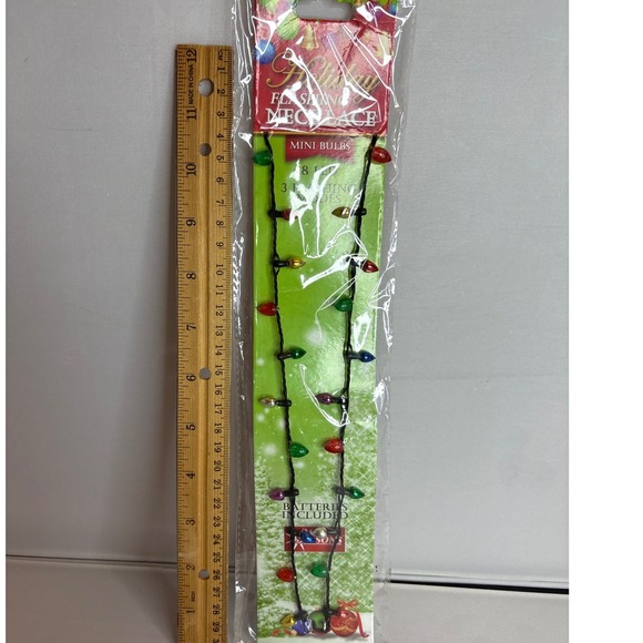 Seasons Holiday Flashing Necklace Mini Bulbs 8 LED 3 Modes‎ Batteries Christmas - Picture 2 of 8